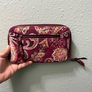 Vera Bradley Burgundy Paisley Quilted Zip Wallet